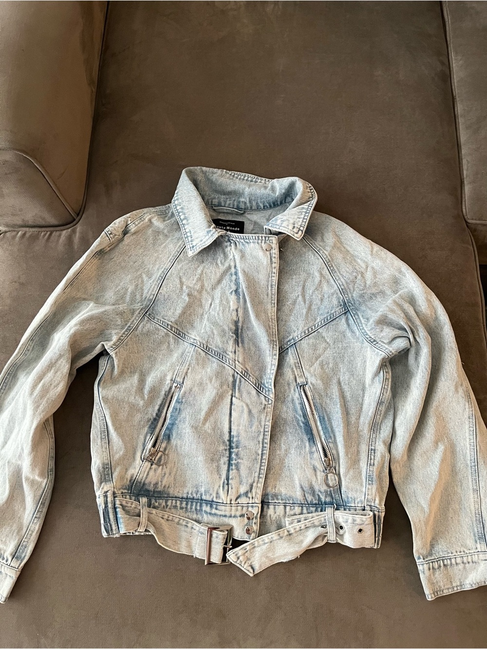 Light Wash Denim Jacket with Belt
